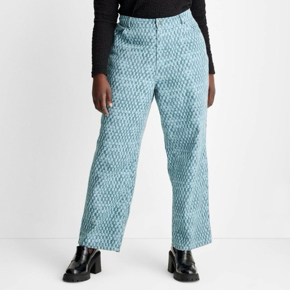 Future Collective Gabriella Karefa-Johnson Abstract Checkerboard Jeans Size 24